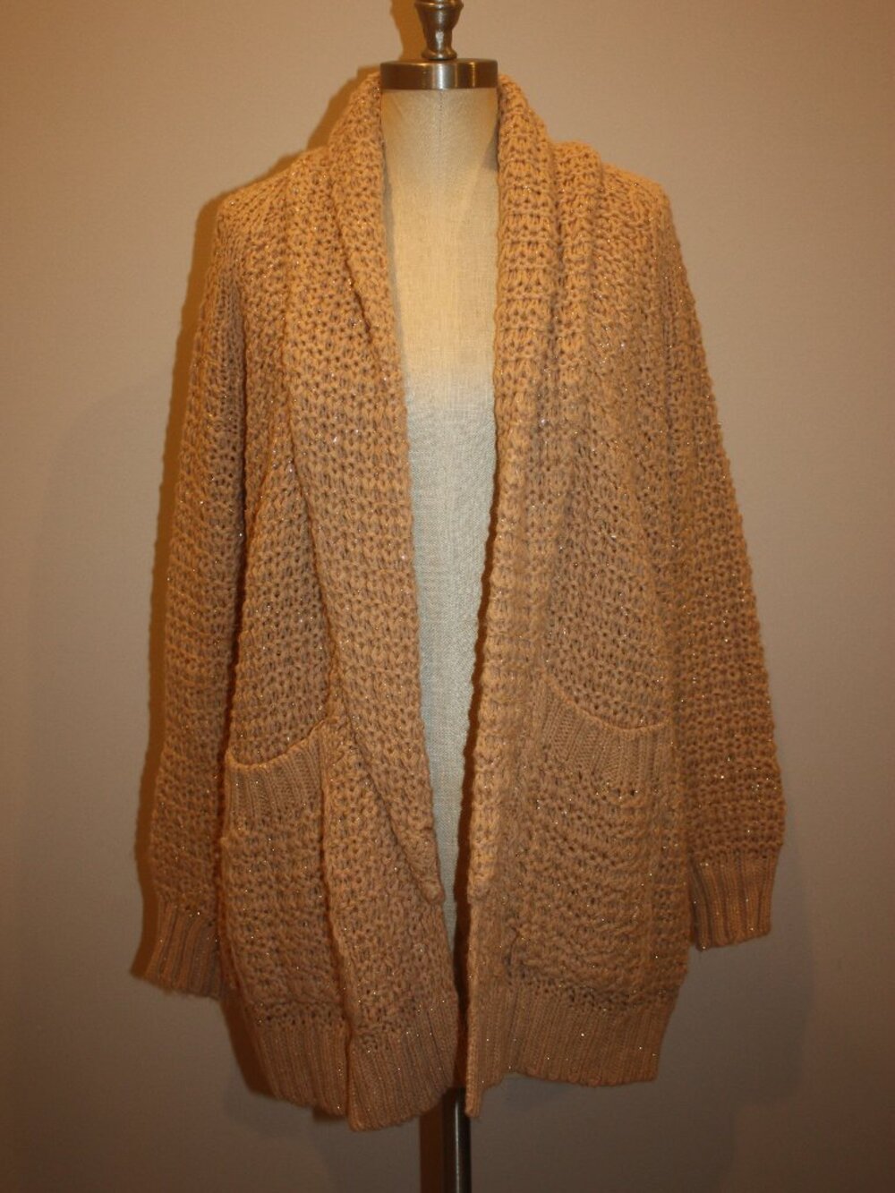 NWT ESSENTIEL ANTWERP TAN COLOR OVERSIZED KNITTED OPEN CARDIGAN - MEDIUM 4 6